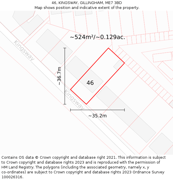 46, KINGSWAY, GILLINGHAM, ME7 3BD: Plot and title map