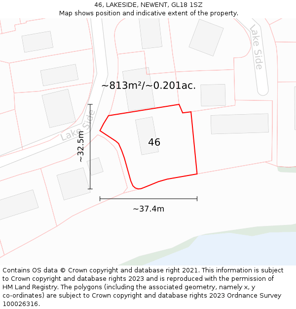 46, LAKESIDE, NEWENT, GL18 1SZ: Plot and title map