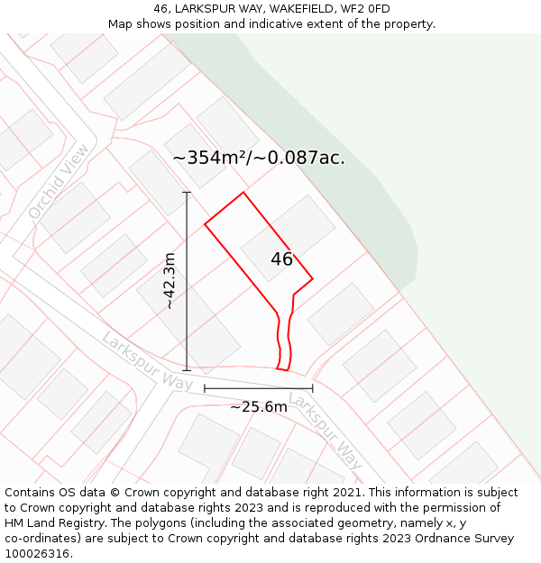 46, LARKSPUR WAY, WAKEFIELD, WF2 0FD: Plot and title map