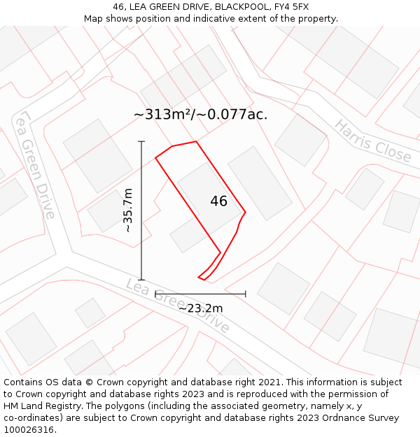 46, LEA GREEN DRIVE, BLACKPOOL, FY4 5FX: Plot and title map