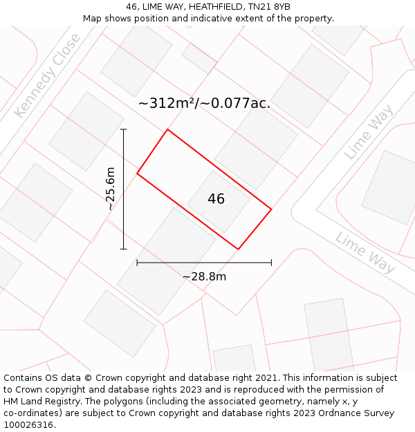 46, LIME WAY, HEATHFIELD, TN21 8YB: Plot and title map