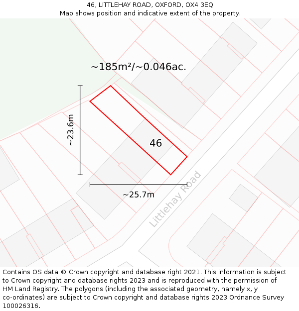 46, LITTLEHAY ROAD, OXFORD, OX4 3EQ: Plot and title map