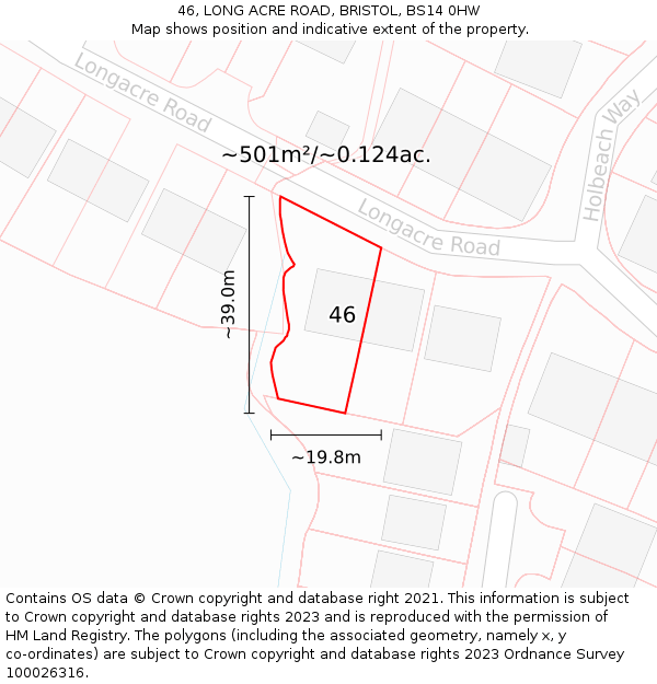 46, LONG ACRE ROAD, BRISTOL, BS14 0HW: Plot and title map