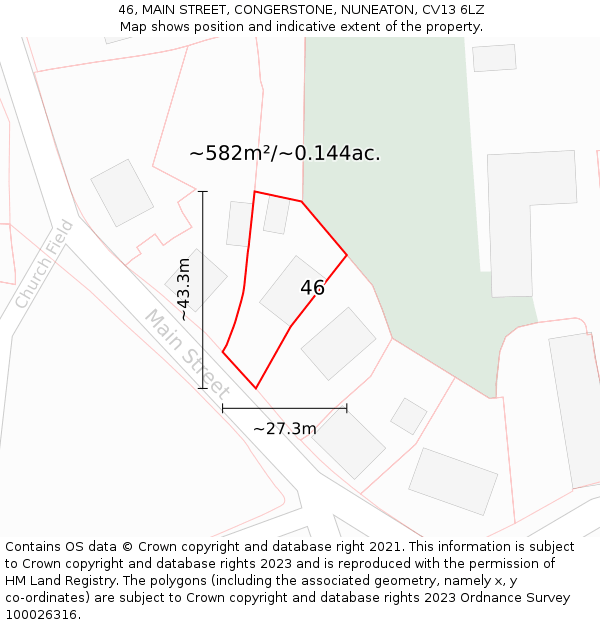 46, MAIN STREET, CONGERSTONE, NUNEATON, CV13 6LZ: Plot and title map