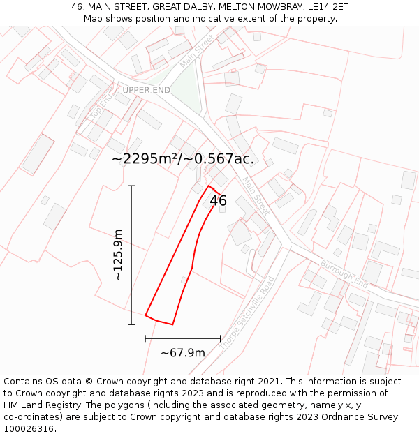 46, MAIN STREET, GREAT DALBY, MELTON MOWBRAY, LE14 2ET: Plot and title map