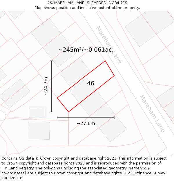 46, MAREHAM LANE, SLEAFORD, NG34 7FS: Plot and title map