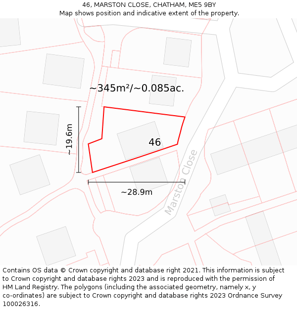 46, MARSTON CLOSE, CHATHAM, ME5 9BY: Plot and title map