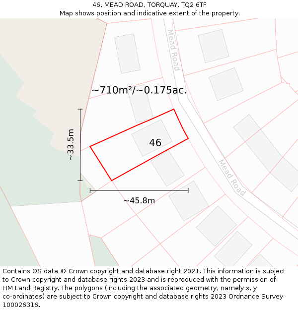 46, MEAD ROAD, TORQUAY, TQ2 6TF: Plot and title map