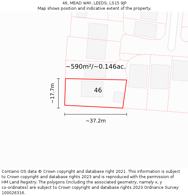 46, MEAD WAY, LEEDS, LS15 9JP: Plot and title map