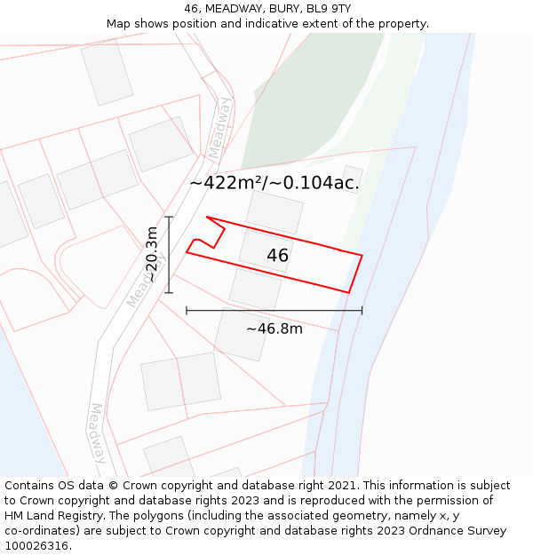 46, MEADWAY, BURY, BL9 9TY: Plot and title map