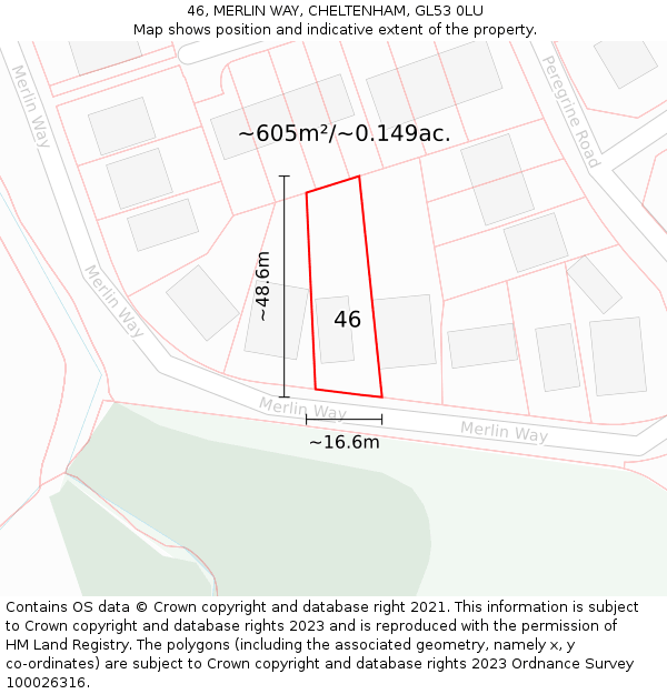 46, MERLIN WAY, CHELTENHAM, GL53 0LU: Plot and title map