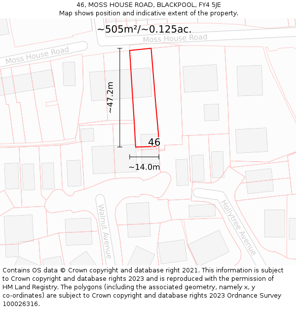 46, MOSS HOUSE ROAD, BLACKPOOL, FY4 5JE: Plot and title map