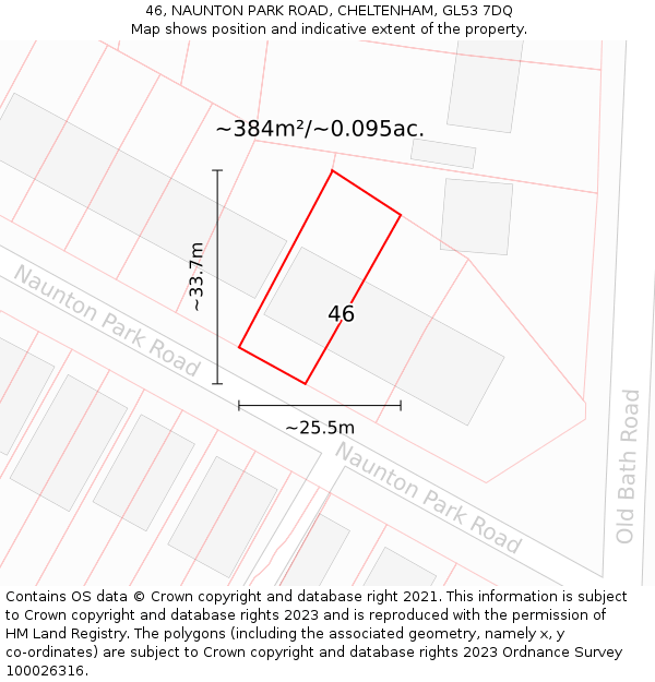 46, NAUNTON PARK ROAD, CHELTENHAM, GL53 7DQ: Plot and title map