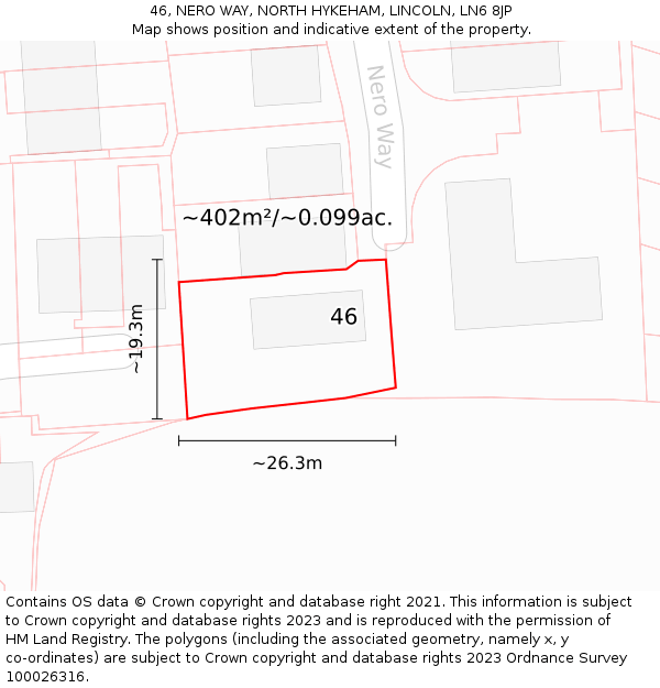 46, NERO WAY, NORTH HYKEHAM, LINCOLN, LN6 8JP: Plot and title map