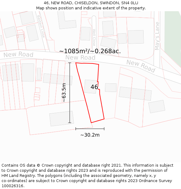 46, NEW ROAD, CHISELDON, SWINDON, SN4 0LU: Plot and title map