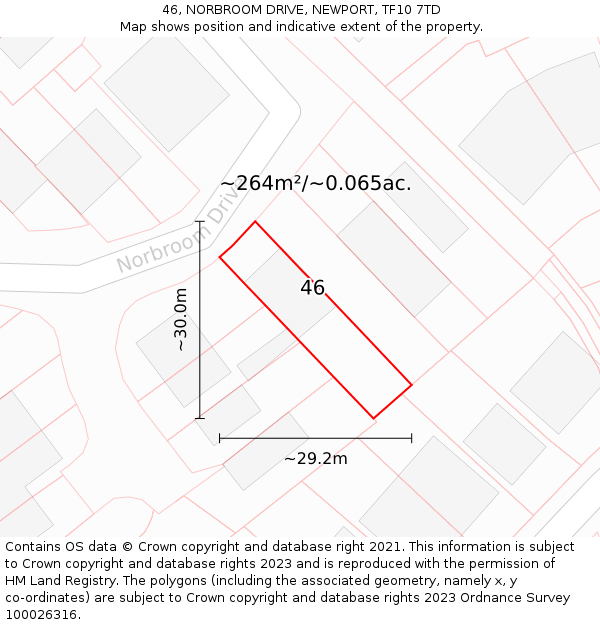 46, NORBROOM DRIVE, NEWPORT, TF10 7TD: Plot and title map