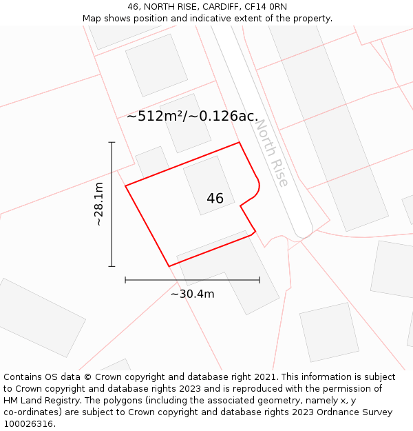 46, NORTH RISE, CARDIFF, CF14 0RN: Plot and title map