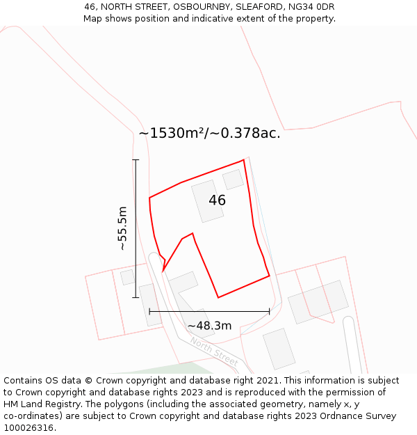 46, NORTH STREET, OSBOURNBY, SLEAFORD, NG34 0DR: Plot and title map