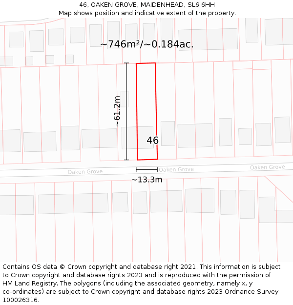 46, OAKEN GROVE, MAIDENHEAD, SL6 6HH: Plot and title map