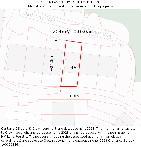 46, OATLANDS WAY, DURHAM, DH1 5GL: Plot and title map