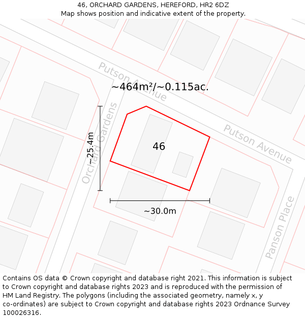 46, ORCHARD GARDENS, HEREFORD, HR2 6DZ: Plot and title map