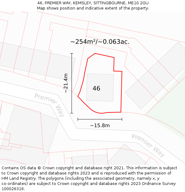 46, PREMIER WAY, KEMSLEY, SITTINGBOURNE, ME10 2GU: Plot and title map