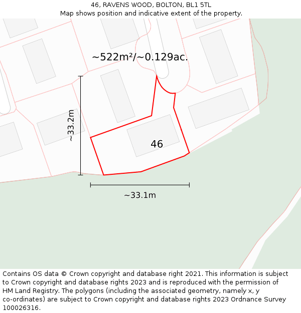 46, RAVENS WOOD, BOLTON, BL1 5TL: Plot and title map