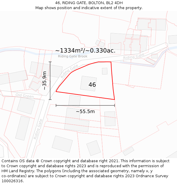 46, RIDING GATE, BOLTON, BL2 4DH: Plot and title map