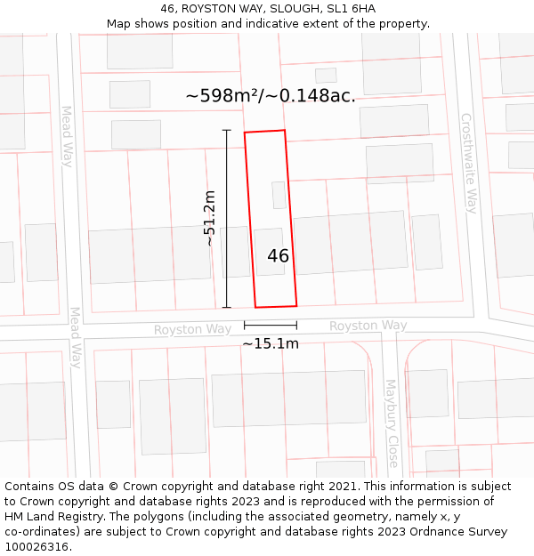 46, ROYSTON WAY, SLOUGH, SL1 6HA: Plot and title map