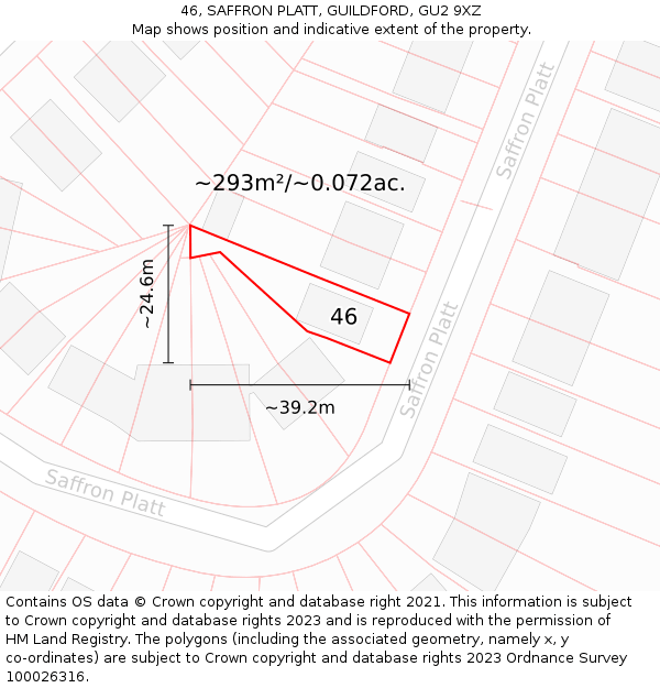 46, SAFFRON PLATT, GUILDFORD, GU2 9XZ: Plot and title map