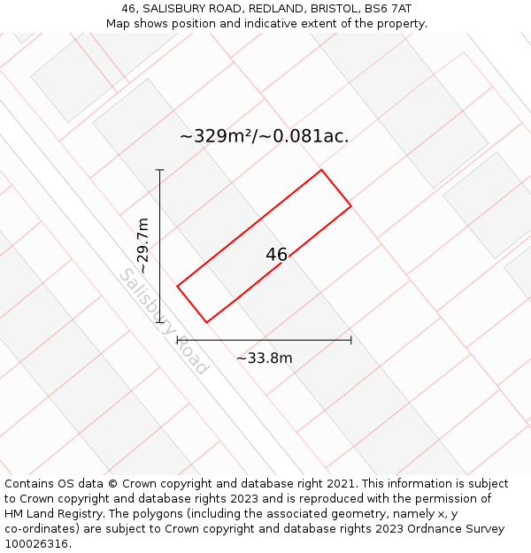 46, SALISBURY ROAD, REDLAND, BRISTOL, BS6 7AT: Plot and title map