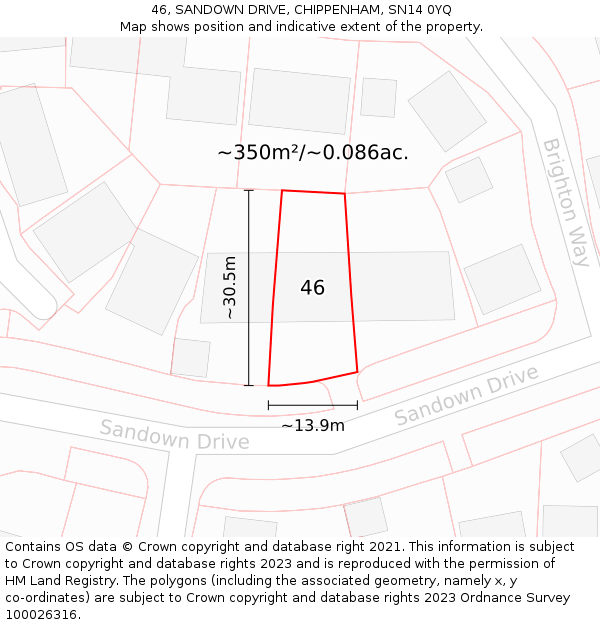 46, SANDOWN DRIVE, CHIPPENHAM, SN14 0YQ: Plot and title map