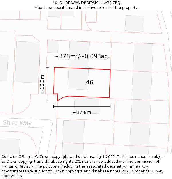 46, SHIRE WAY, DROITWICH, WR9 7RQ: Plot and title map