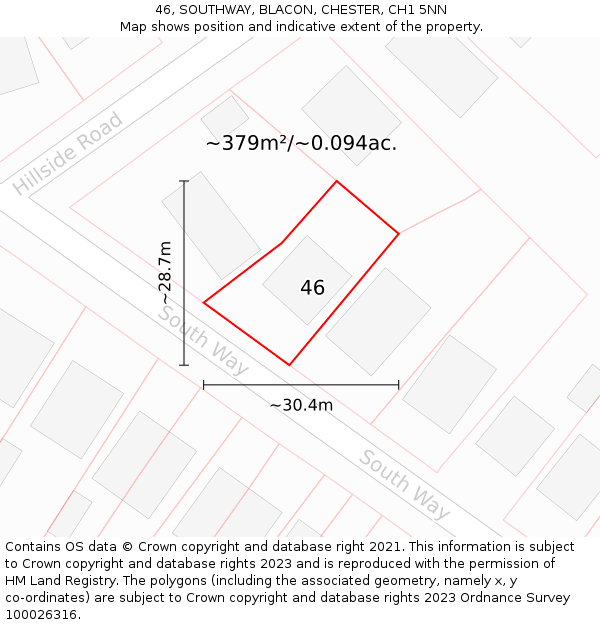 46, SOUTHWAY, BLACON, CHESTER, CH1 5NN: Plot and title map