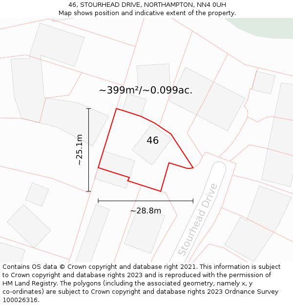 46, STOURHEAD DRIVE, NORTHAMPTON, NN4 0UH: Plot and title map