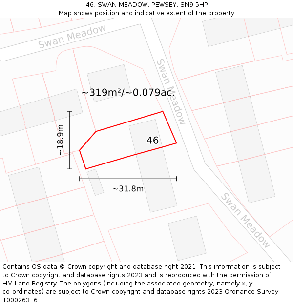 46, SWAN MEADOW, PEWSEY, SN9 5HP: Plot and title map