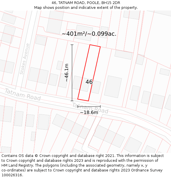 46, TATNAM ROAD, POOLE, BH15 2DR: Plot and title map