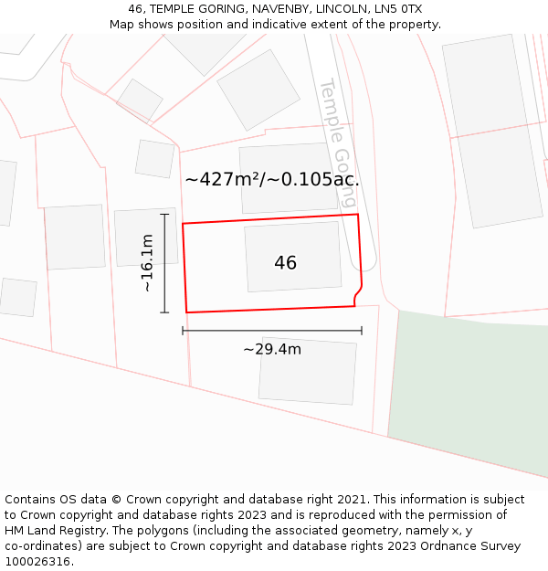 46, TEMPLE GORING, NAVENBY, LINCOLN, LN5 0TX: Plot and title map