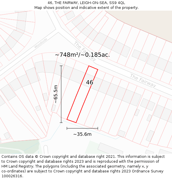 46, THE FAIRWAY, LEIGH-ON-SEA, SS9 4QL: Plot and title map