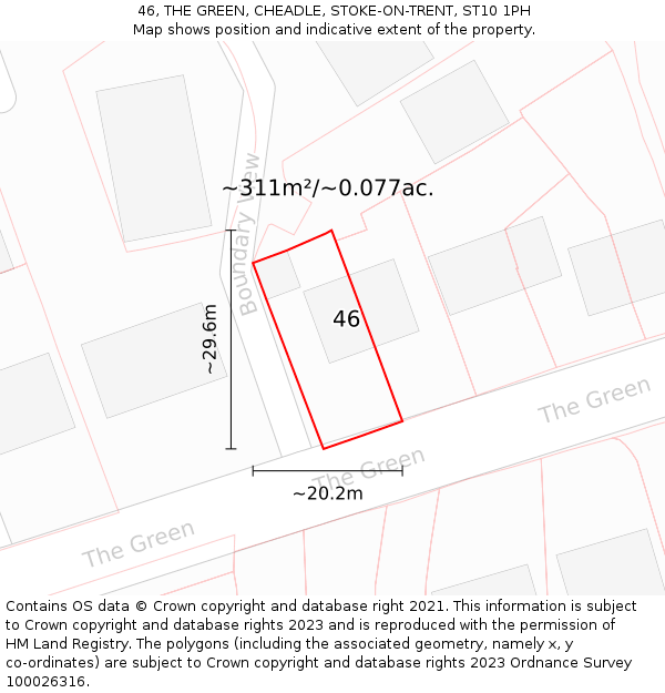 46, THE GREEN, CHEADLE, STOKE-ON-TRENT, ST10 1PH: Plot and title map