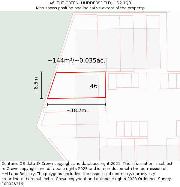 46, THE GREEN, HUDDERSFIELD, HD2 1QB: Plot and title map