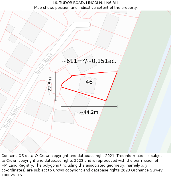 46, TUDOR ROAD, LINCOLN, LN6 3LL: Plot and title map