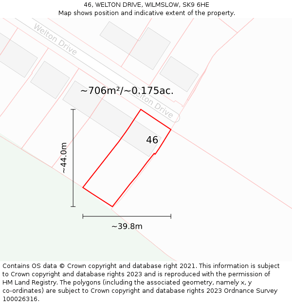 46, WELTON DRIVE, WILMSLOW, SK9 6HE: Plot and title map