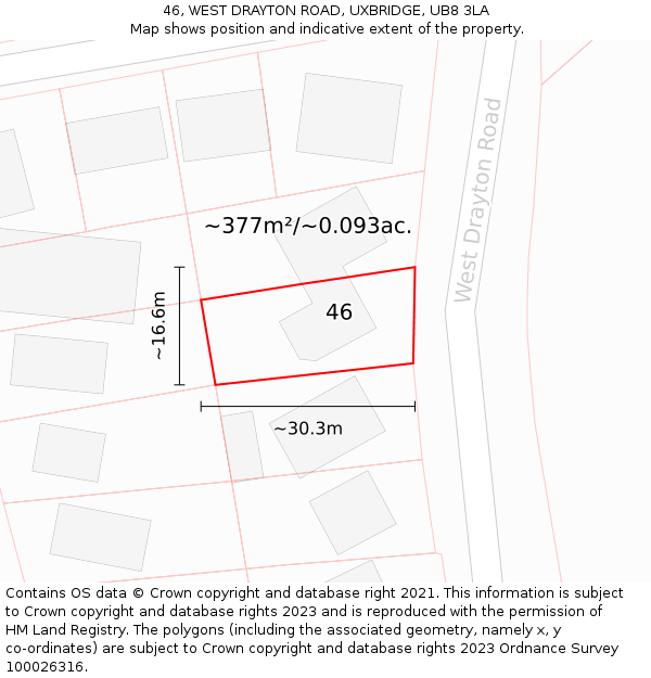 46, WEST DRAYTON ROAD, UXBRIDGE, UB8 3LA: Plot and title map