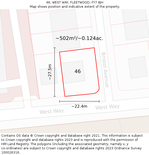 46, WEST WAY, FLEETWOOD, FY7 8JH: Plot and title map