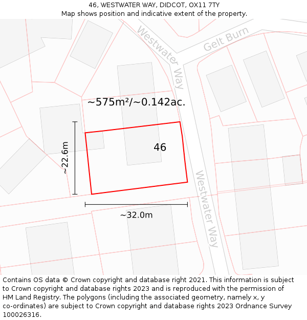 46, WESTWATER WAY, DIDCOT, OX11 7TY: Plot and title map