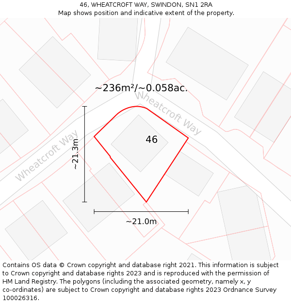 46, WHEATCROFT WAY, SWINDON, SN1 2RA: Plot and title map