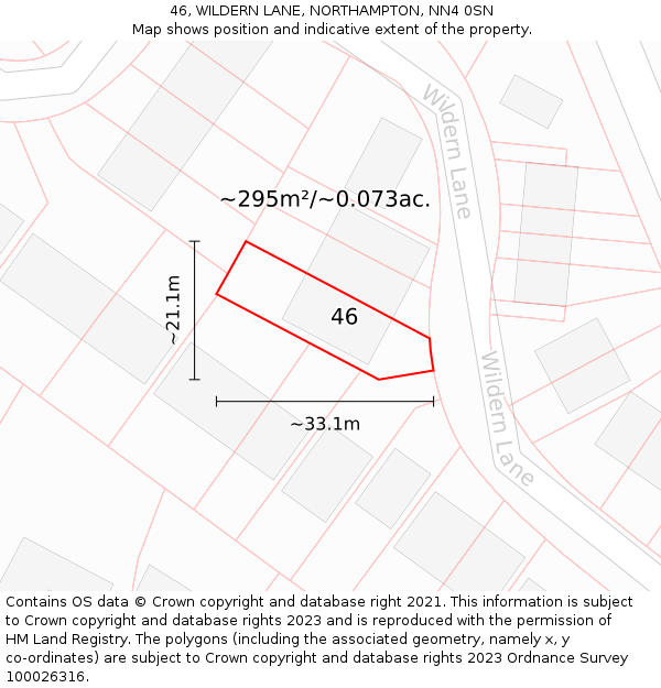 46, WILDERN LANE, NORTHAMPTON, NN4 0SN: Plot and title map