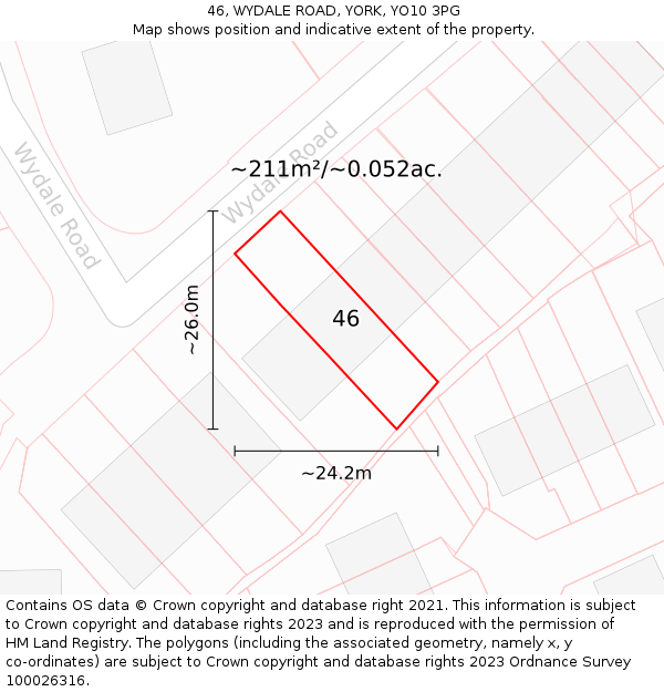 46, WYDALE ROAD, YORK, YO10 3PG: Plot and title map