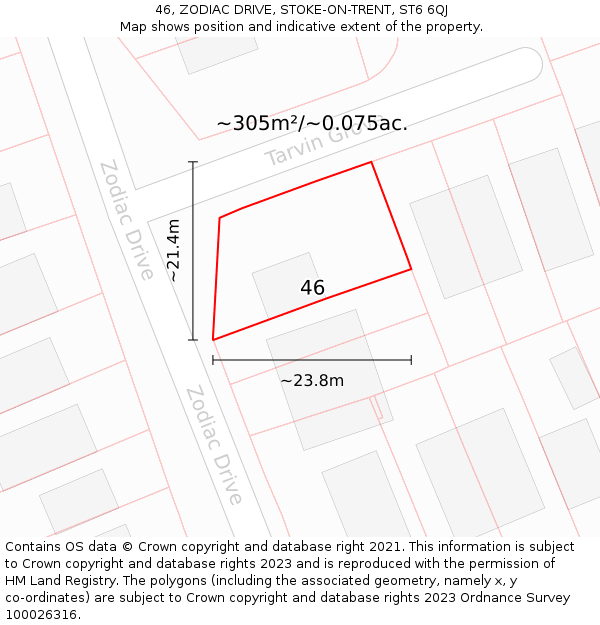 46, ZODIAC DRIVE, STOKE-ON-TRENT, ST6 6QJ: Plot and title map